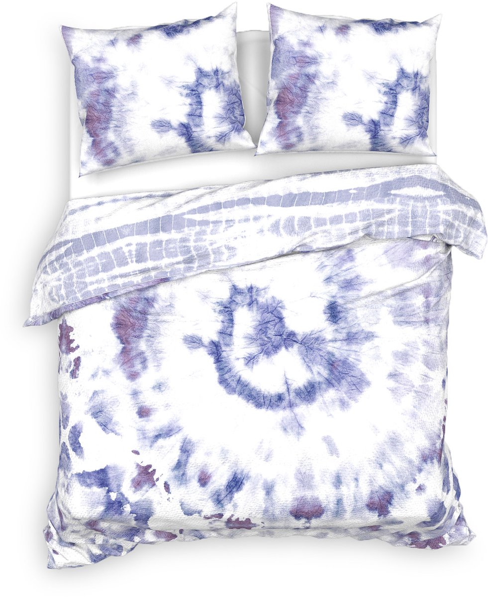 Heckettlane Layla Dekbedovertrek - Tweepersoons - 50% Katoen 50% Mousseline - 200x200-220 cm - Paars