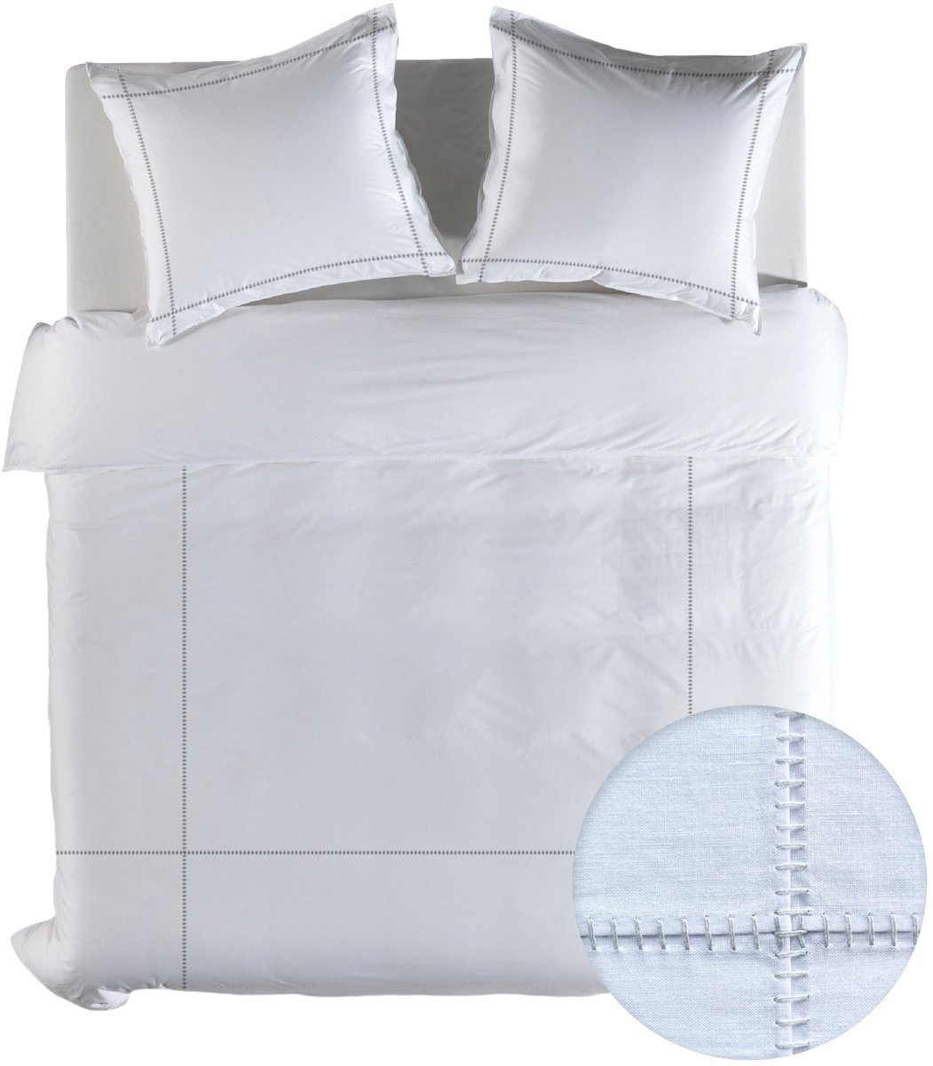 Yellow Dekbedovertrek Katoen Suite Port Louis - Blanc de Blanc - 260x200/220 cm - 100% Katoen - Lits-Jumeaux XL