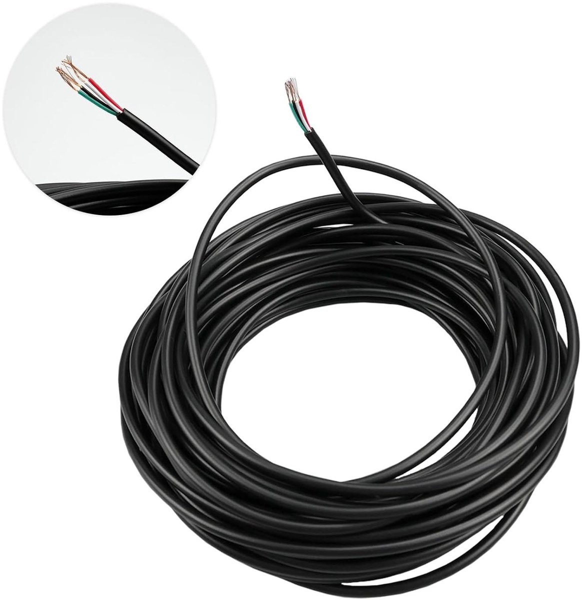 Elektrische kabel 10 meter zwart PVC-kabel 4-aderig koperen kern - 28 AWG 3mm buitendiameter