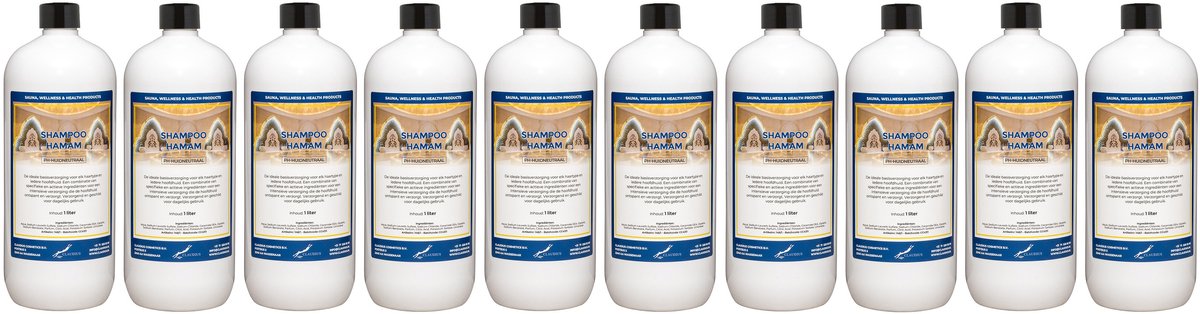 Shampoo Hamam 1 liter met dop - set van 10 stuks - voordeelverpakking - haarverzorging