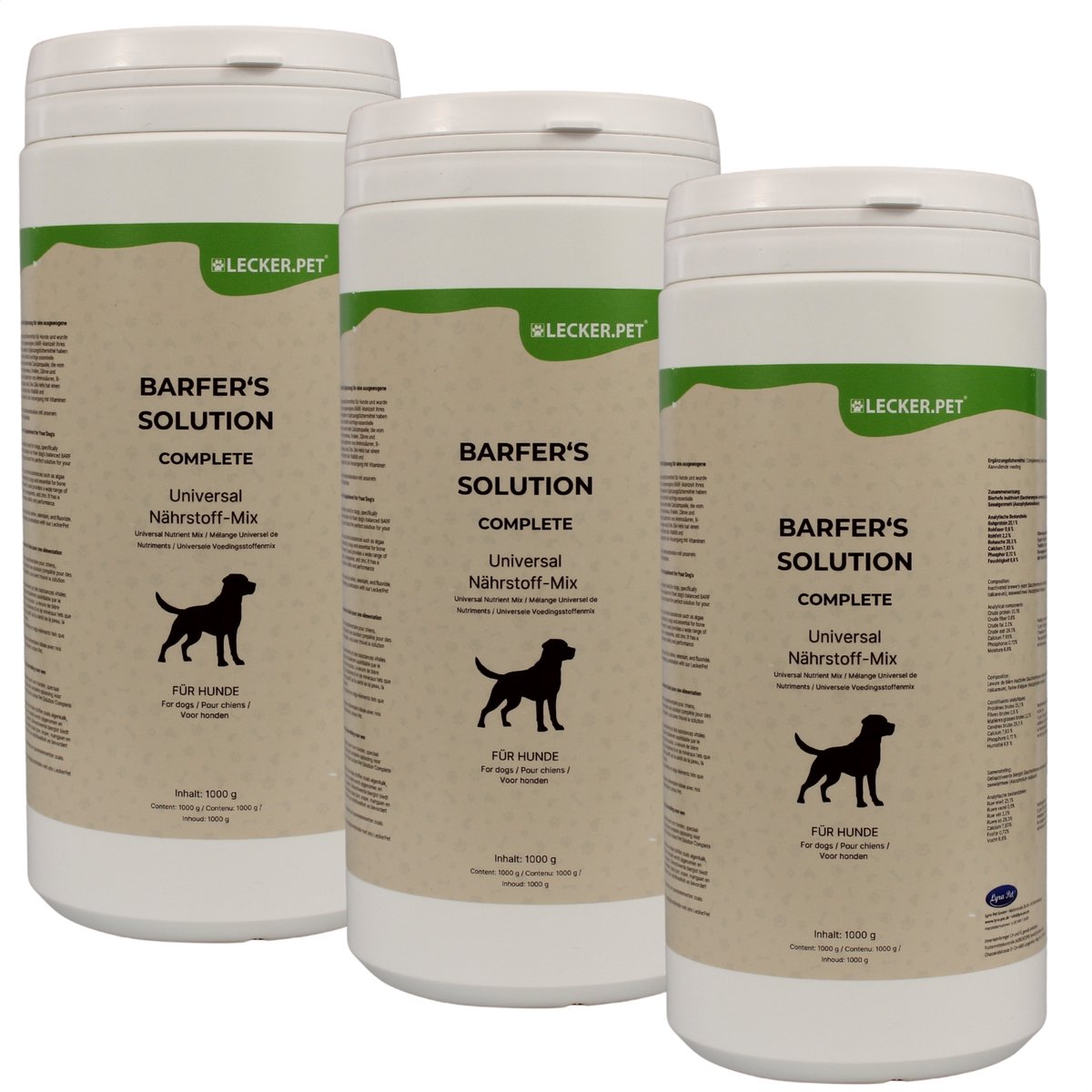 Lyra Pet 1 kg Lecker.Pet® Barfer's Solution Complete Universele Voedingsmix Poeder voor honden