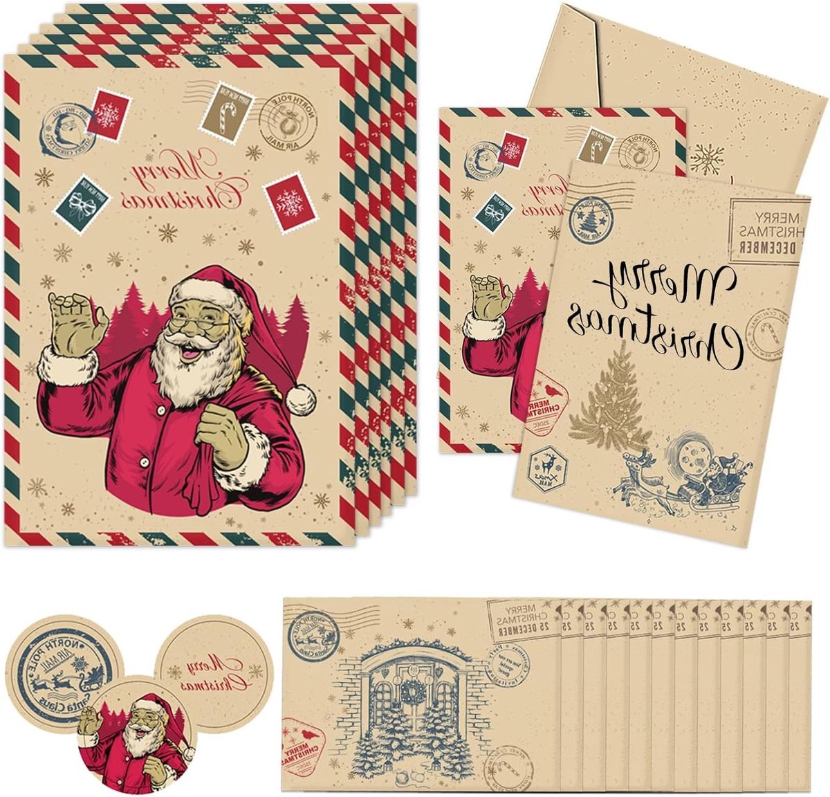 Cosensi - Kerstkaarten set 12 stuks met enveloppen voor familie, vrienden en collega's
