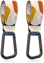 BOTC Kinderwagen tassenhaakjes - Leer - Haakjes voor tassen - Set van 2 - Leather - Extra stevig - Buggy haakjes-Abstract vlekken