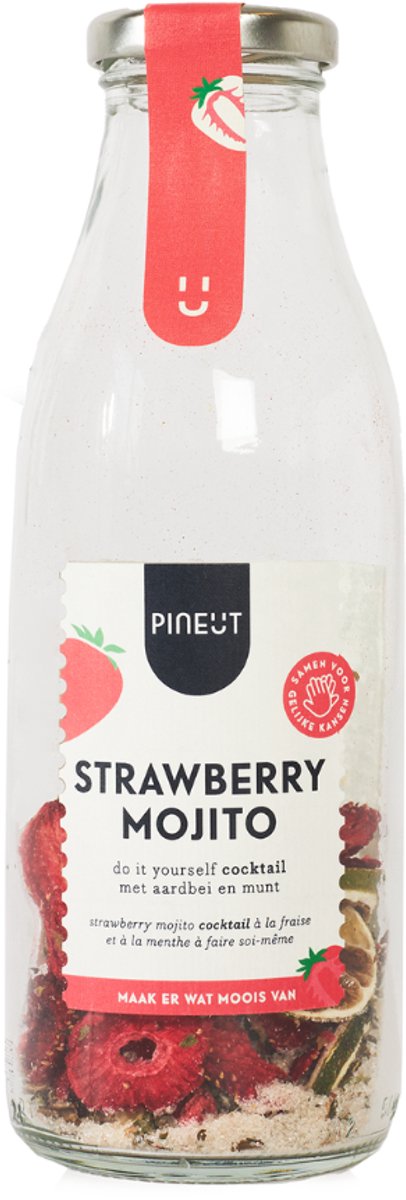 Pineut ® Cadeau Vrouw - Mojito – Strawberry Mojito Set Aardbei – Mojito Cocktail Set - Zelf Cocktail maken - Mix voor Mojito Cocktail - Origineel Cadeau - Gezellig Genieten