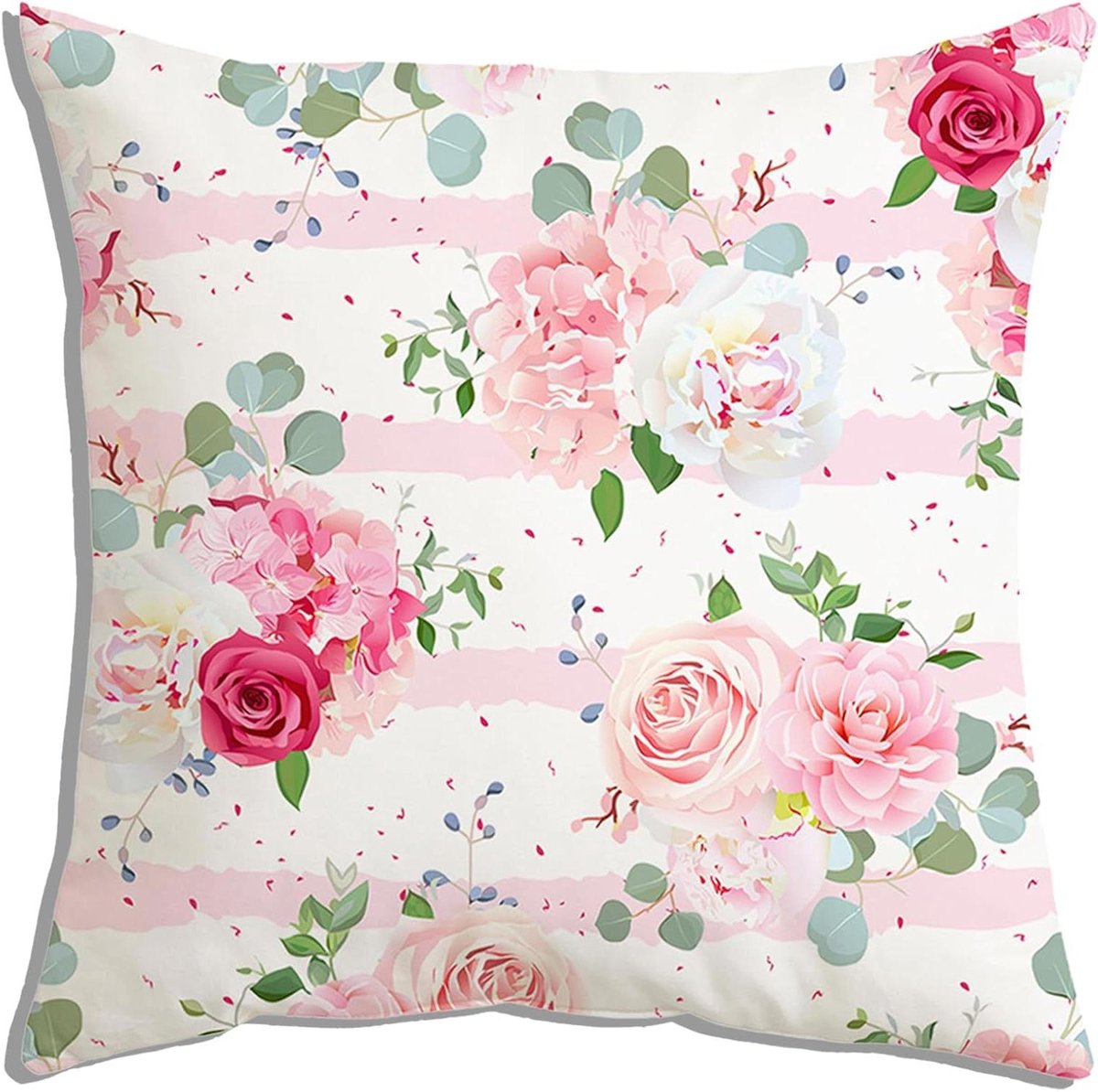 Cosensi Kussenslopen 45 x 45 cm Set van 2 Roze Bloemen Decoratief voor Bank Woonkamer Stoel Bed Any