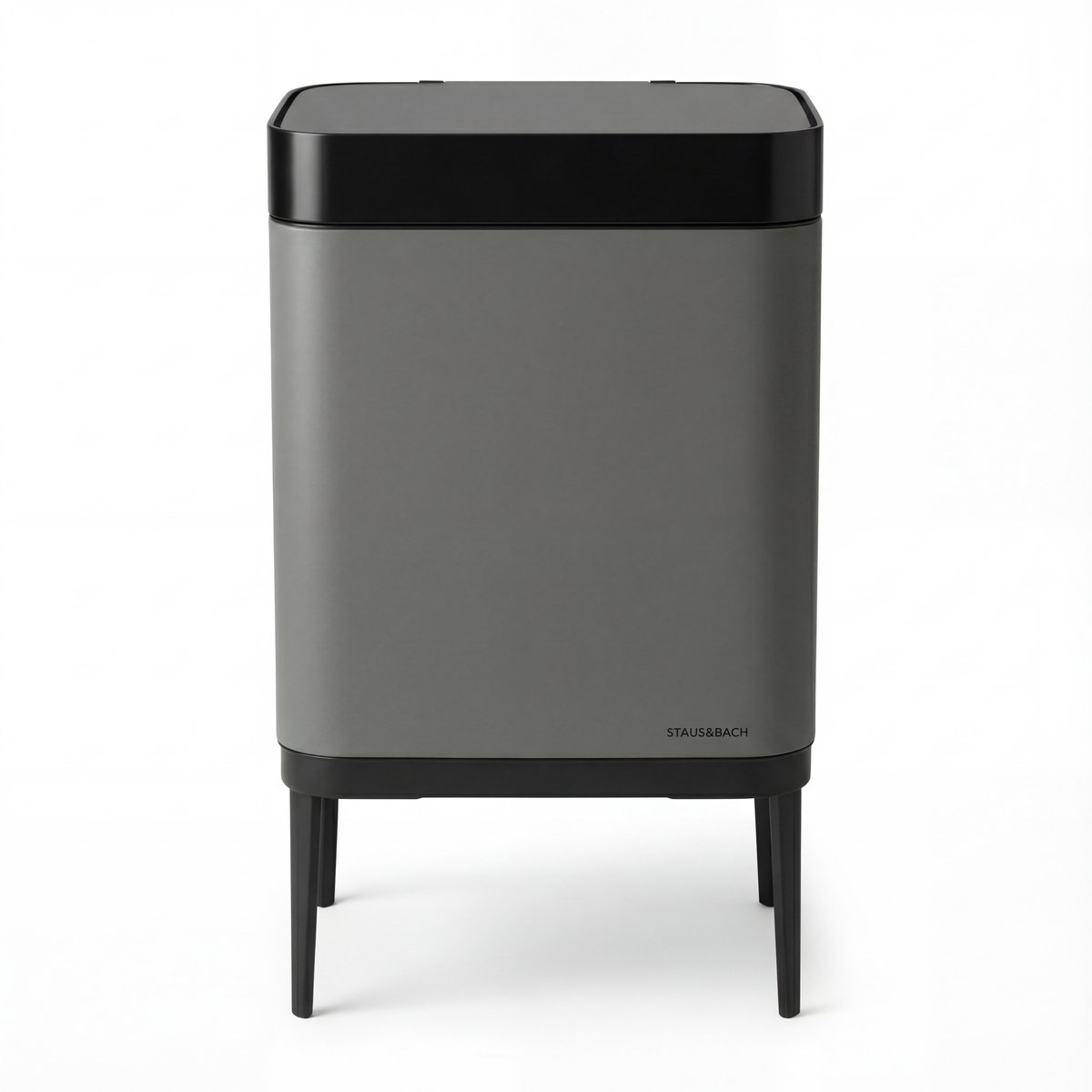 Prullenbak met 60 liter vak - Inclusief afvalscheiderringen 2x 30 liter - RVS - Grijs - STAUS&BACH Nuvio