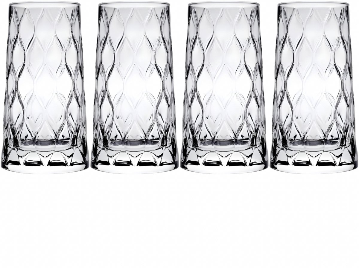 Vamora - Viora Drinkglazen - Longdrinkglas - Waterglazen - 4 stuks - Transparant glas - Glazenset - 345 cc
