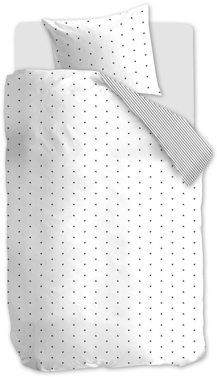Vtwonen - Striped Love dekbedovertrek - Eenpersoons - 140x200/220cm - Wit van Merkloos — afbeelding 2