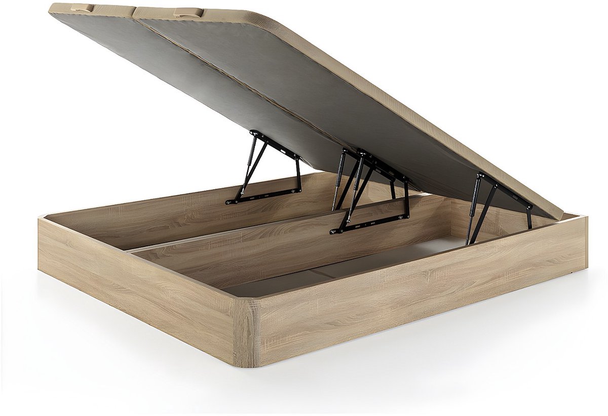 Vente-unique Set 180 x 200 cm bedbodem met opbergruimte, licht naturel + matras van schuim van 30 cm dik - SOLAK van YSMÉE