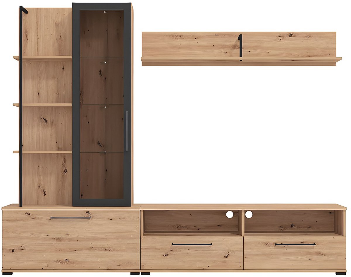 Vente-unique Tv-meubel DUBLIN met opbergruimte - Kleur: eiken en zwart