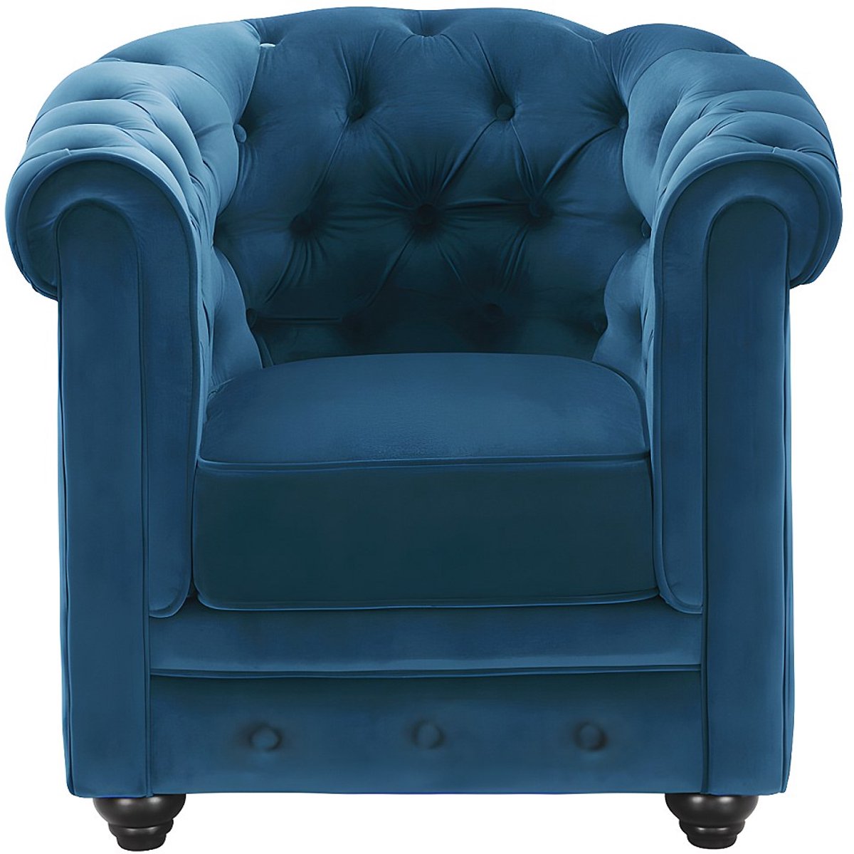 Vente-unique Fauteuil CHESTERFIELD - velours - groenblauw
