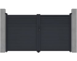 Vente-unique Draaipoort van aluminium L 305 x H 180 cm - Antraciet - VIAZO