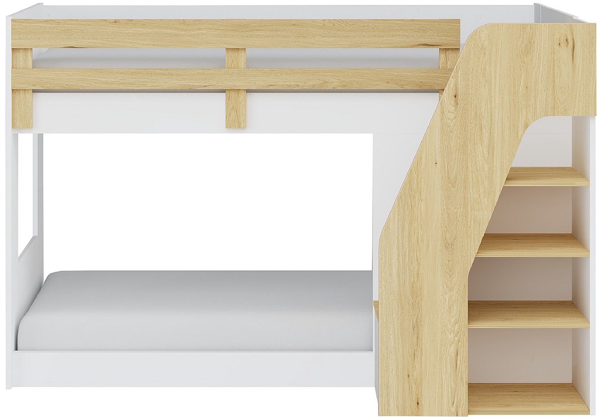 Vente-unique Stapelbed hout natuurlijk licht, wit 90 x 190 cm