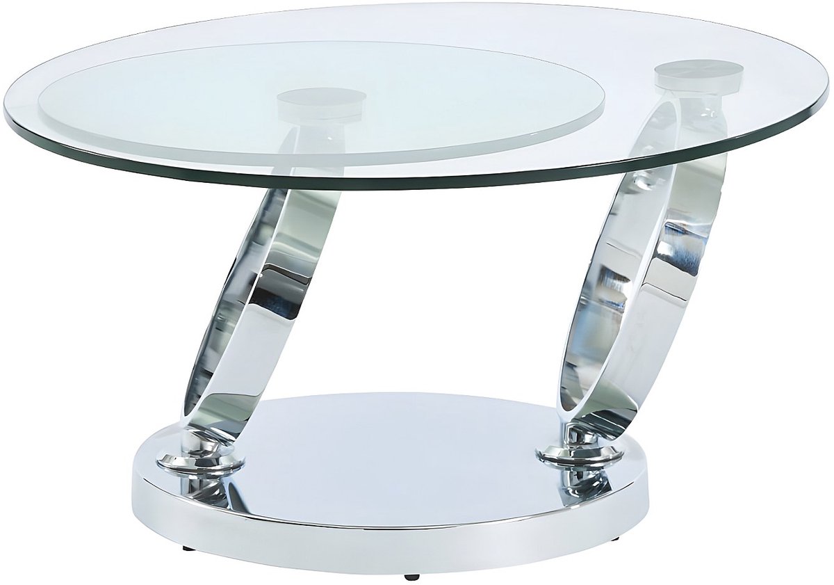 Vente-unique Salontafel met draaiblad JOLINE - gehard glas en metaal Transparant