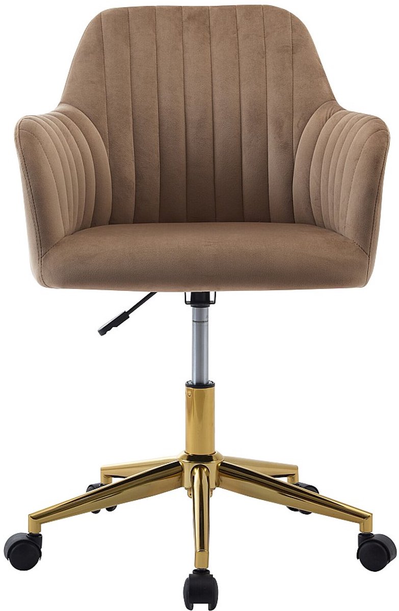 Vente-unique Bureaustoel - Fluweel - Beige en goudkleurig - Verstelbare hoogte - ELEANA - Vente-unique - €114,98