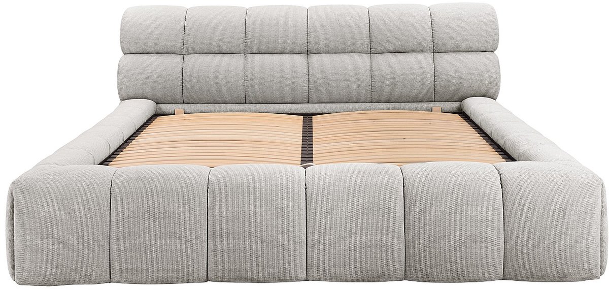 Vente-unique Bed met opbergruimte stof lichtgrijs 160 x 200 cm