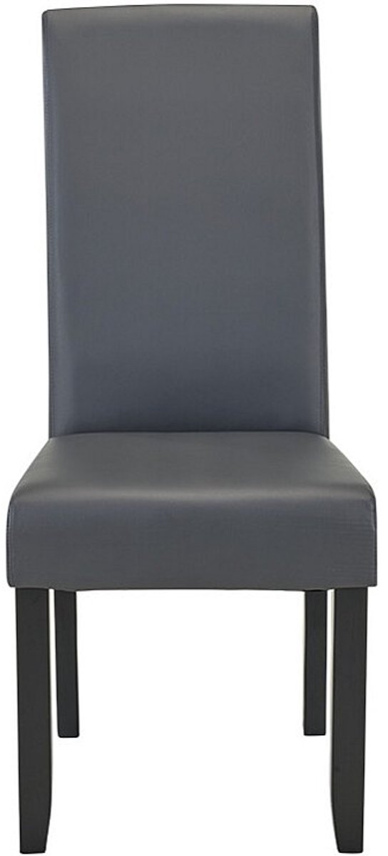 Vente-unique Set van 2 stoelen ROVIGO - Kunstleer - mat grijs - zwarte houten poten