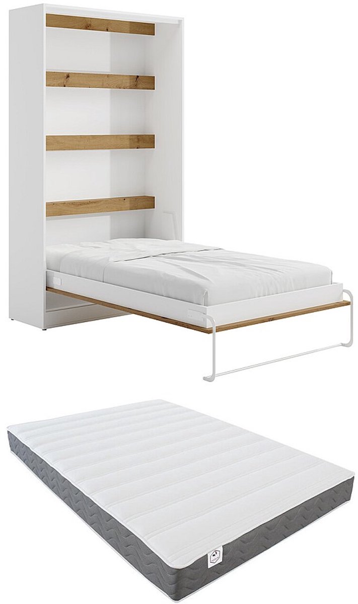Vente-unique Bedkast hout natuurlijk licht, wit 120 x 200 cm