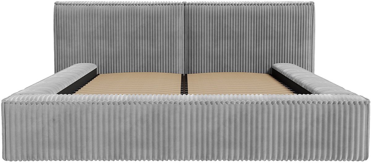 Vente-unique Bed met opbergruimte fluweel lichtgrijs 160 x 200 cm