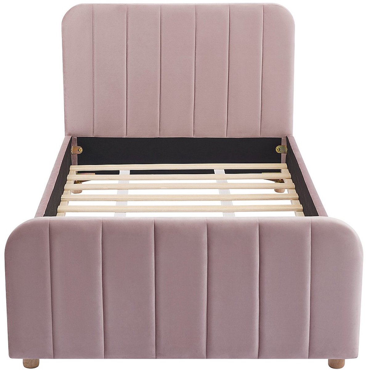 Vente-unique Bedframe fluweel roze 90 x 190 cm