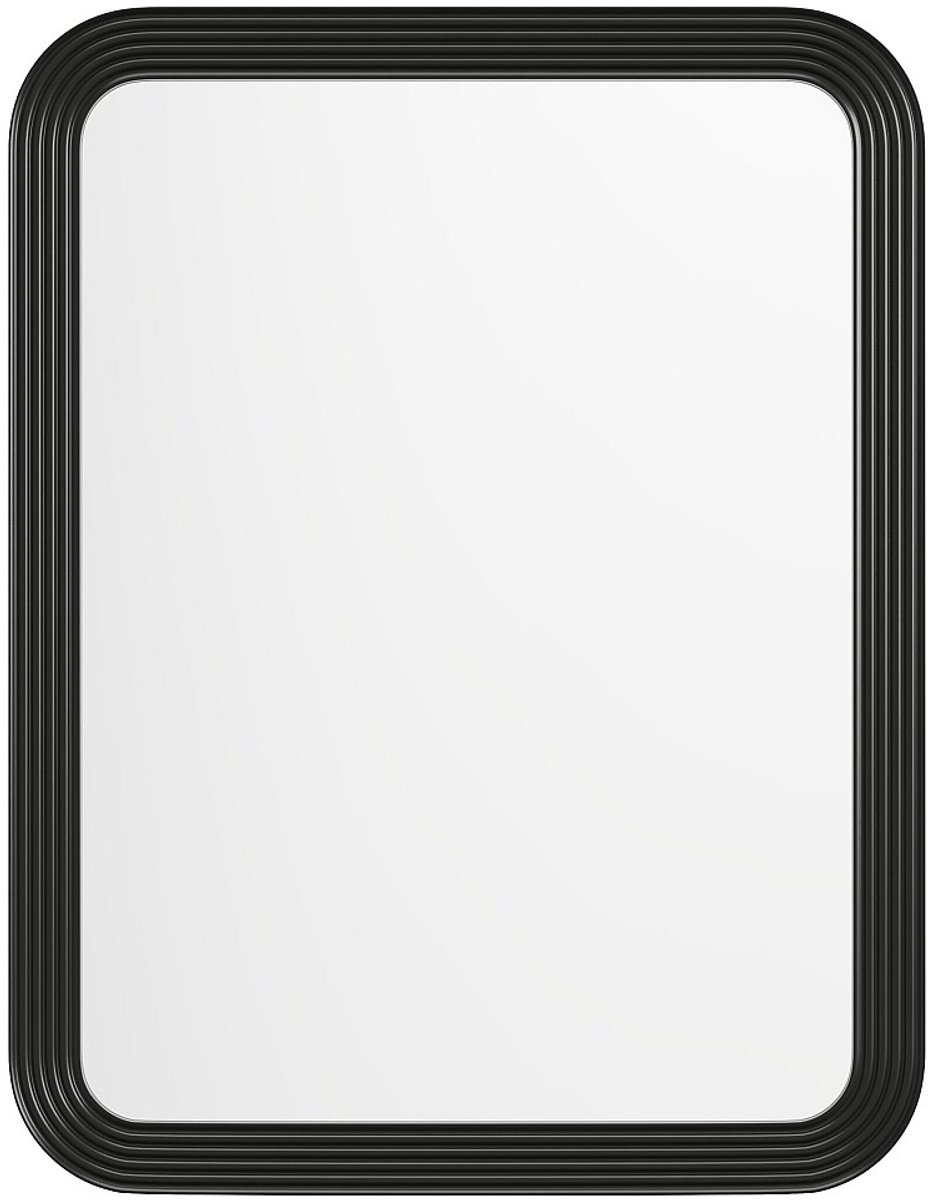 Vente-unique Rechthoekige spiegel in paulowniahout - H 110 x B 85 cm - Zwart - JIMIA