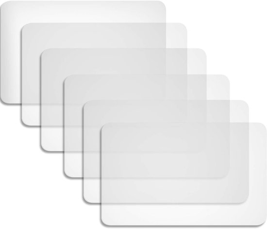 6 pièces - Tapis de pique-nique - Tapis d'écriture - Dessous de plat en plastique - Tapis de table résistant à la chaleur pour manger - 43 x 28 cm - Transparent
