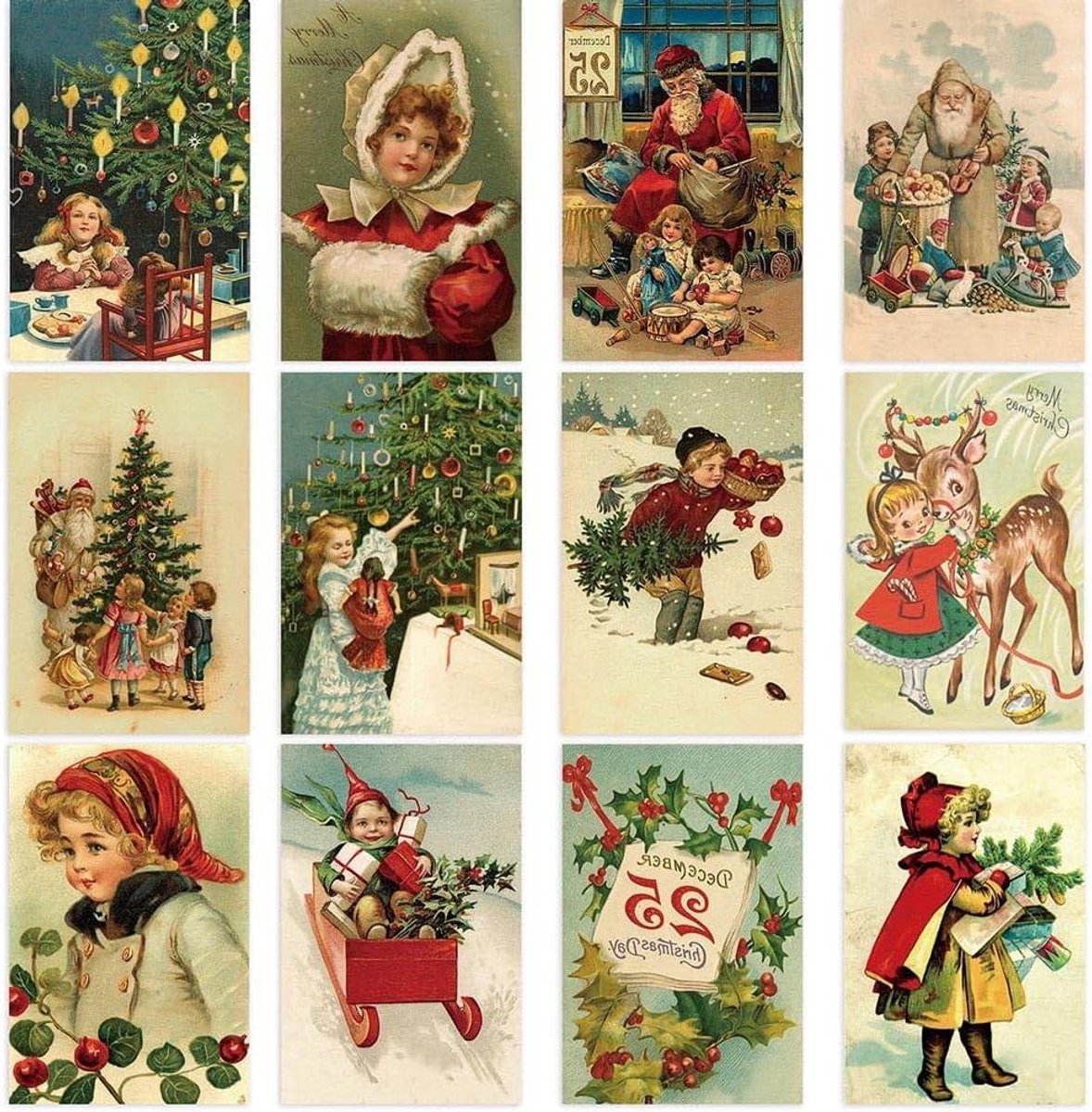 Cosensi - Kerst Wenskaarten Set voor de Feestdagen met Vintage Design