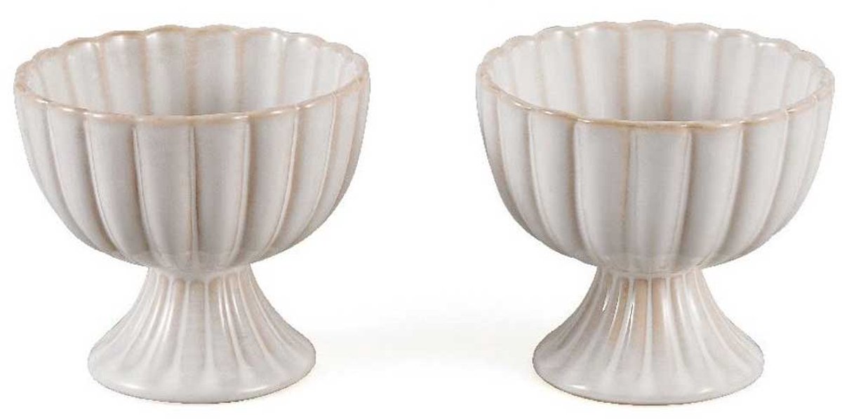 Bloomy Dessertschaaltjes op Voet - Set van 2 - Porselein - IJscoupe