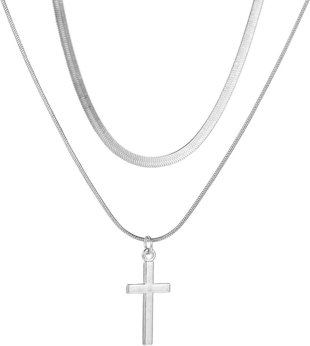 Cosensi - Dameshalskettingen kruisketting - Goud/zilver - Modesieraad