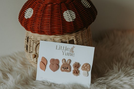 Little Yune Antislip Haarspeldjes Baby & Peuter – Set van 5 – Haarclips Meisje – Roze Tinten – Bunny Collectie