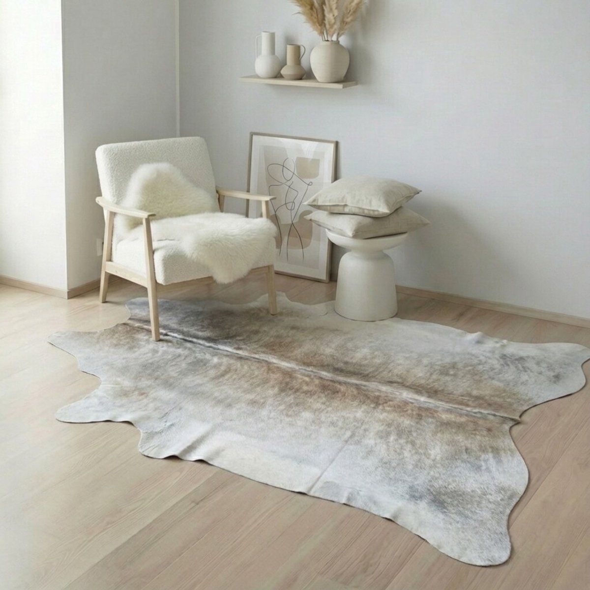 Koeienhuid Vloerkleed - Beige / Champagne / 0183 - 209 x 175 cm - Koeienkleed / Koeienvel / Dierenvel / Dierenhuid / Koehuid Tapijt