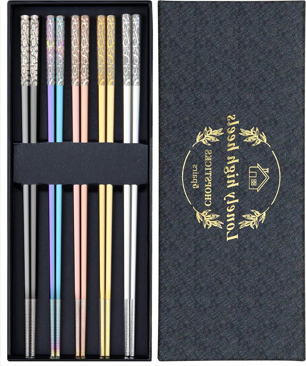 Cosensi - Herbruikbare Multicolor Eetstokjes Set - Japanse, Koreaanse, Chinese Keuken - Lichtgewicht, Vaatwasmachinebestendig - 5 Paar