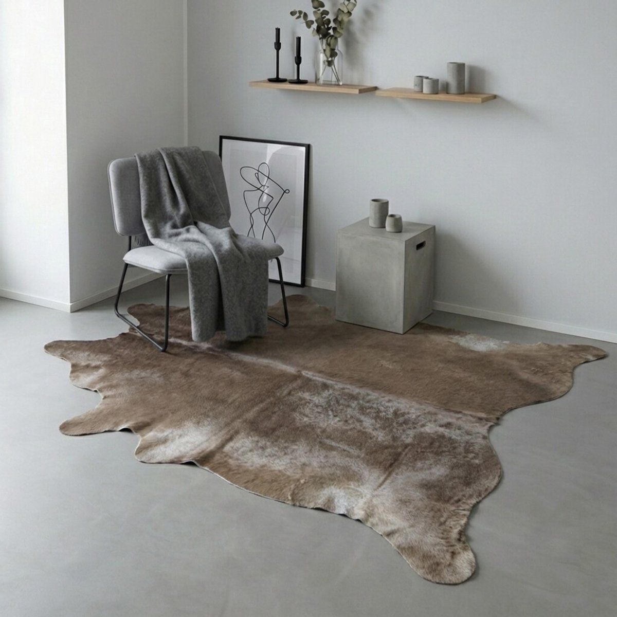 Koeienhuid Vloerkleed XL (Groot) - Grijs / Taupe / 0173 - 231 x 215 cm - Koeienkleed / Koeienvel / Dierenvel / Dierenhuid / Koehuid Tapijt