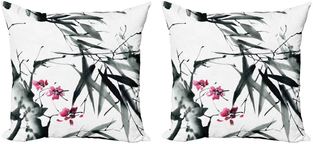ABAKUHAUS Japanse kussenhoesenset – 2x50x50 cm – dubbelzijdig bedrukt – donkergroen-paars Dunkelgrün