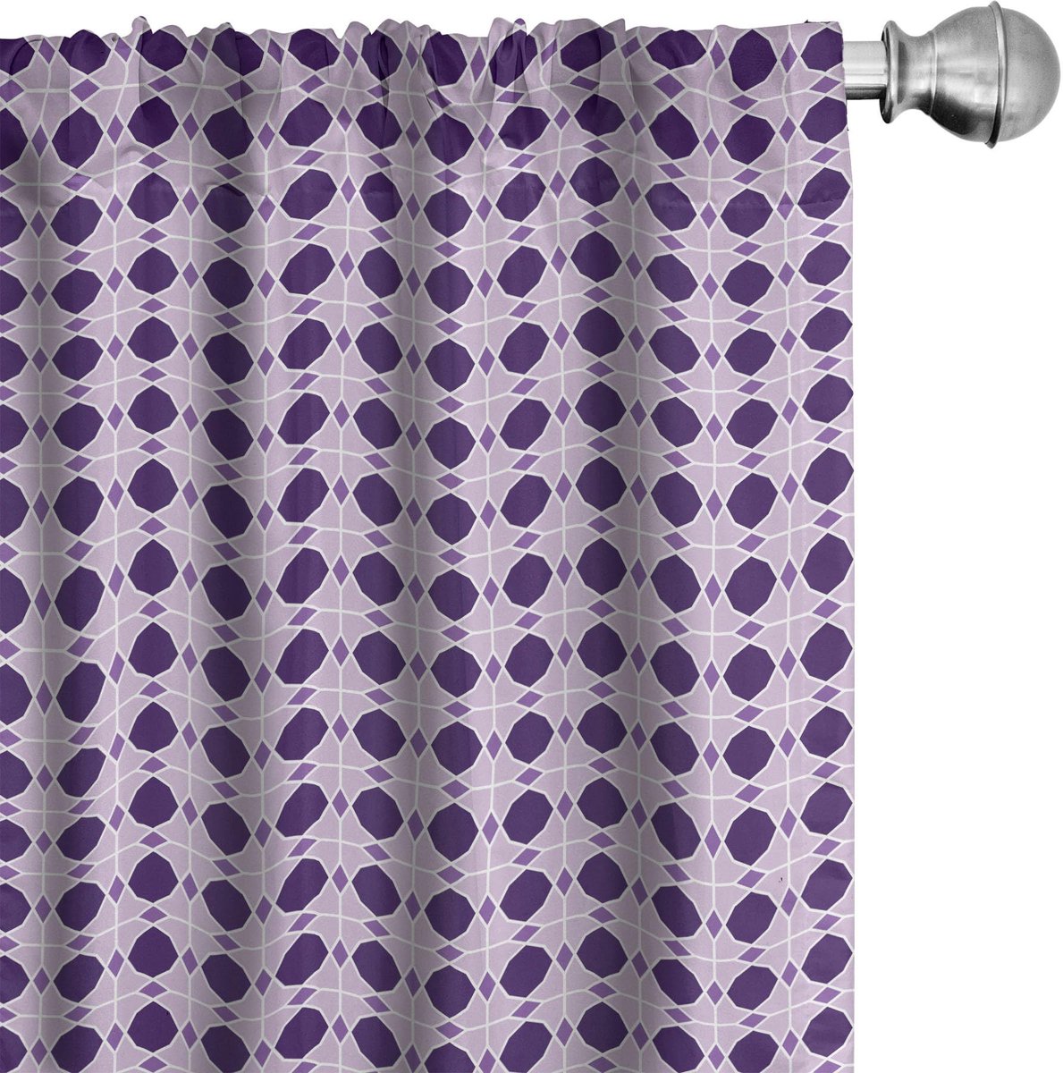 ABAKUHAUS Voorhangen – Geometrische Gingham – 2x75x245 cm – Donkerpaars Donker Paars Mauve