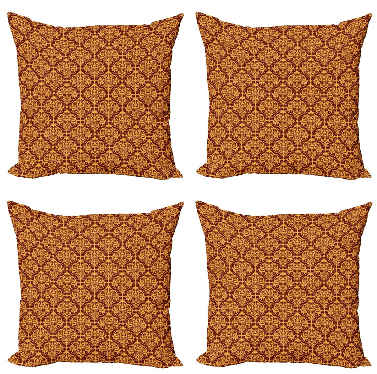 ABAKUHAUS Kussenhoes Set Antiek – 4x45 cm – Dubbelzijdig – Microvezel Bruin Bruin bleek oranje