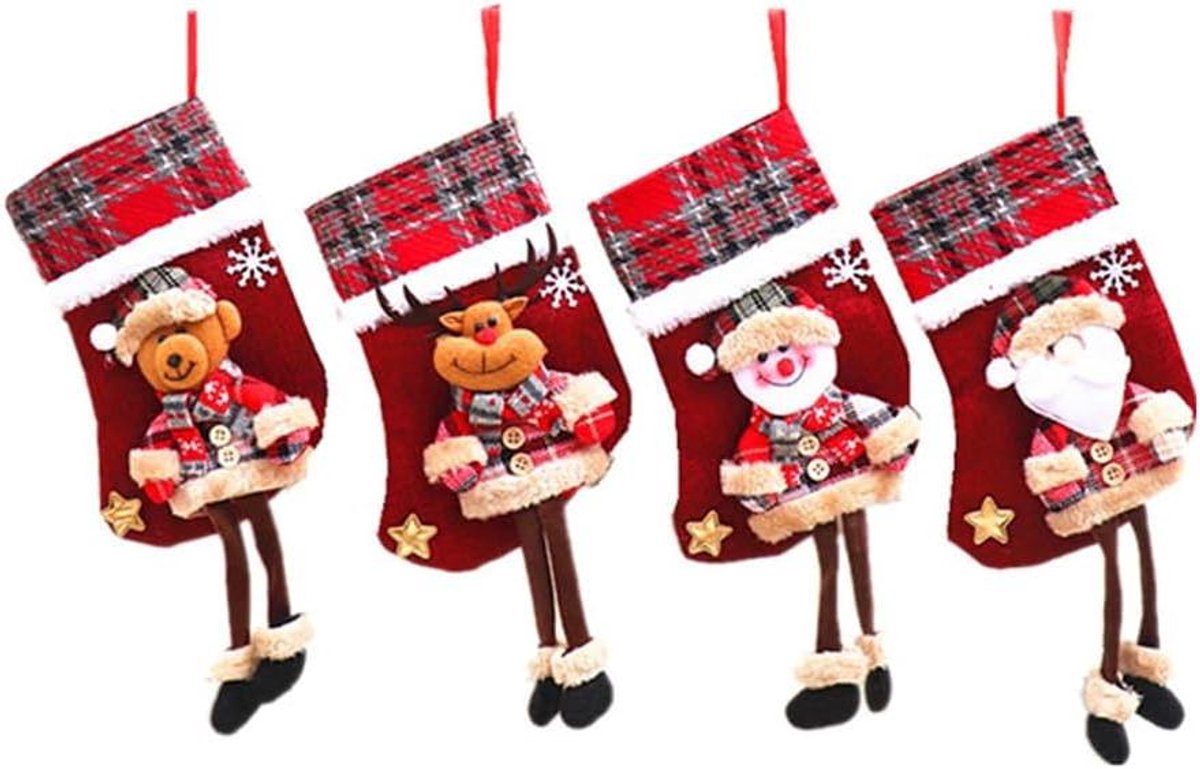 Cosensi - Kerstkousen set van 4 stuks - Kerstsokken voor kerstfeest - Cadeauzak decoratie