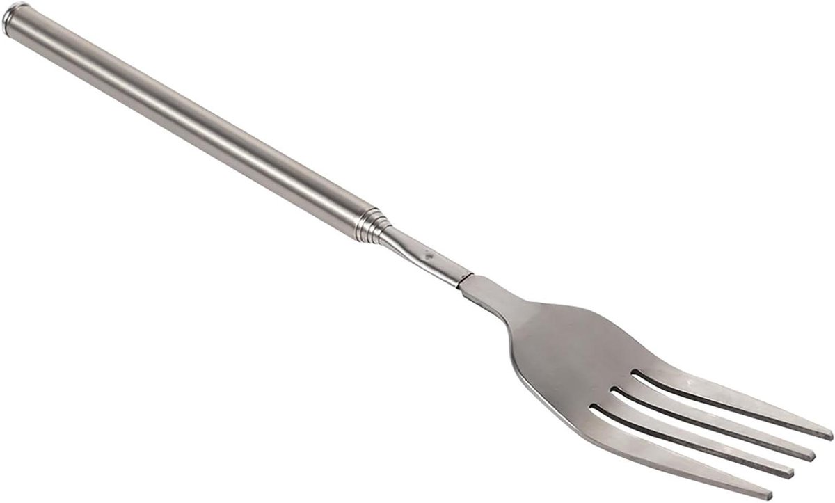 Cosensi - Barbecuevork van RVS voor veilig grillen - uitschuifbaar design - lange handgreep - kamperen picknick outdoor - 22-64 cm