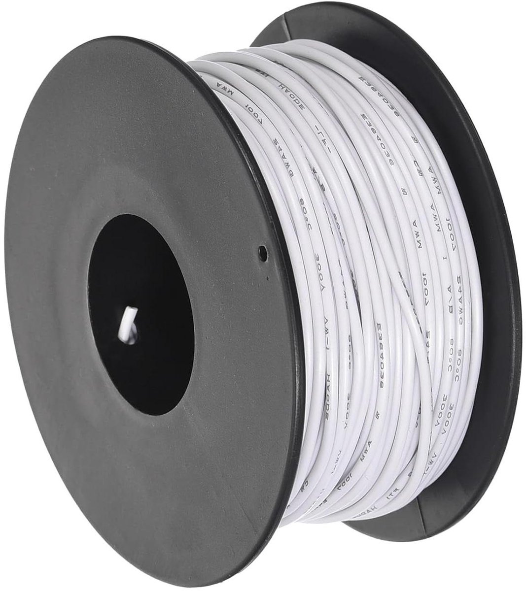 Cosensi - Elektrische kabel 24 AWG PVC-gevlochten verbindingskabel UL1007 spoel - Wit 30m - Intern gebruik, marine.