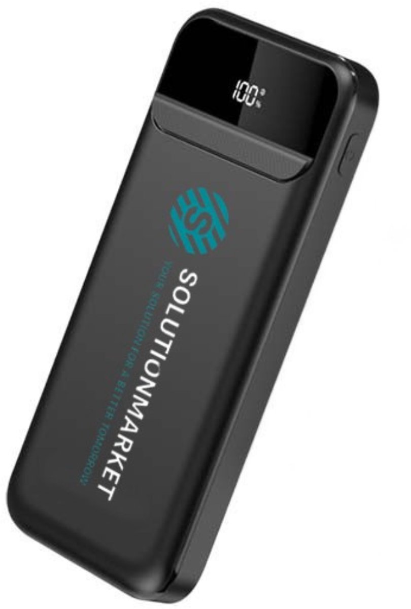SolutionMarket Powerbank 10.000 mAh – 22.5W Snellader - USB-A/USB-C - Digitale LED display - Universele Powerbanks Geschikt voor iOS/Android - Zwart