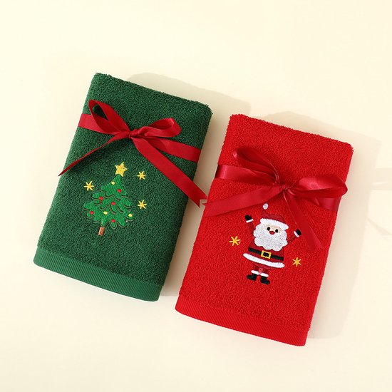 Serviettes de Noël en pur coton, absorbantes et sans peluches, torchons de cuisine, cadeau de vacances, serviettes thématiques, 2 pièces, 40*65cm