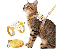 Gsedaox- Kattenharnas met Lijn - Zachte Vestvormige Tuig -Verstelbaar Anti-ontsnapping - Bij Design -M Geel