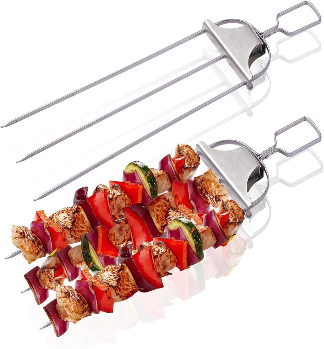 Stunq® Duurzame Roestvrijstalen Barbecue Spiezen Set - 2 Stuks met Verstelbare Schuifmechanismen