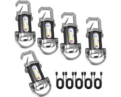 Super helder mini sleutelhanger zaklamp draagbaar opladen type c USB LED licht, waterbestendig ontwerp, meerdere lichtstanden, draagbare lichtbron functie, ideaal voor kamperen wandelen (5 delen)