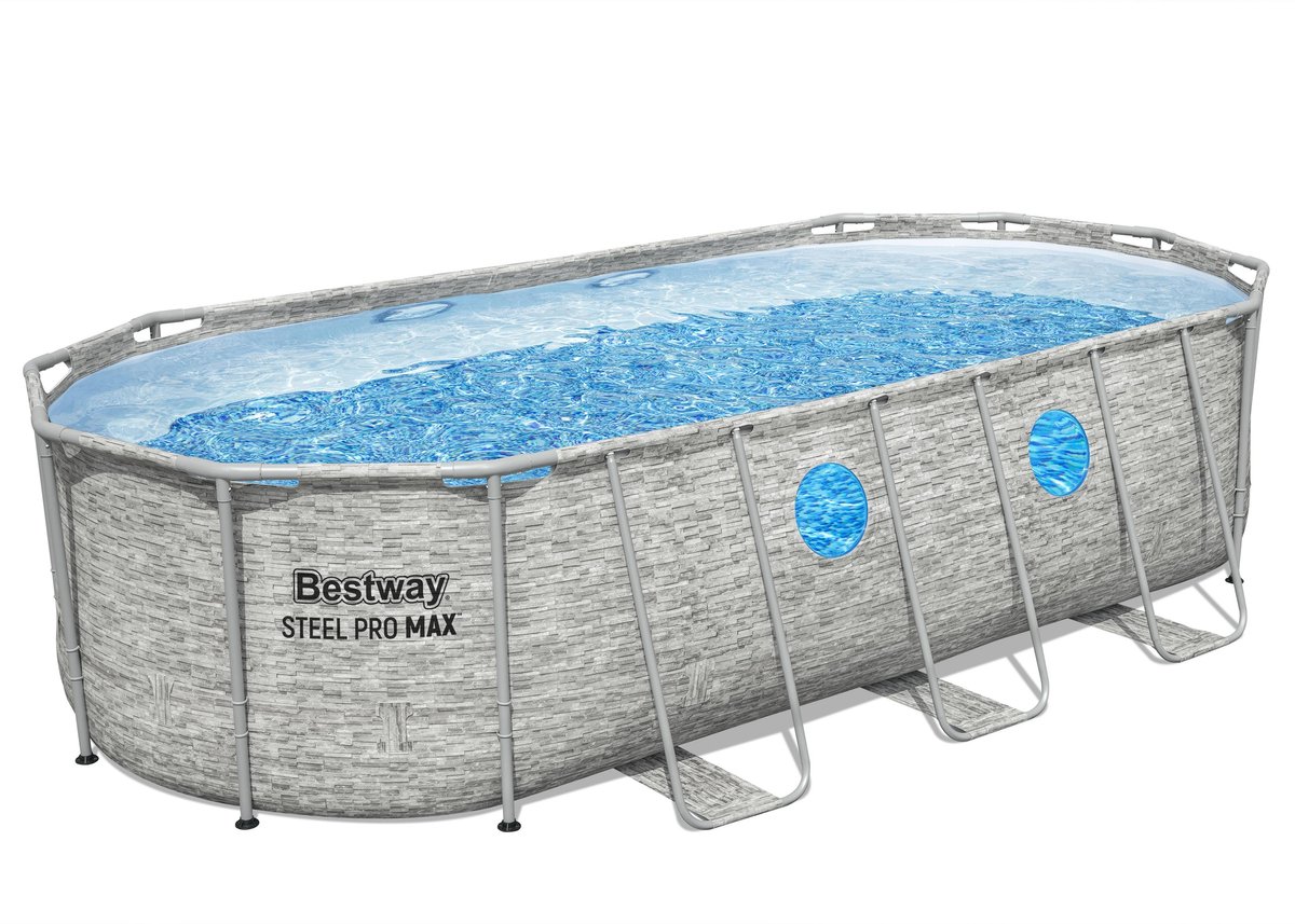 Bestway - Oval Pool - Zwembad - PVC en staal - Grijs - 549 x 274 x 122 cm