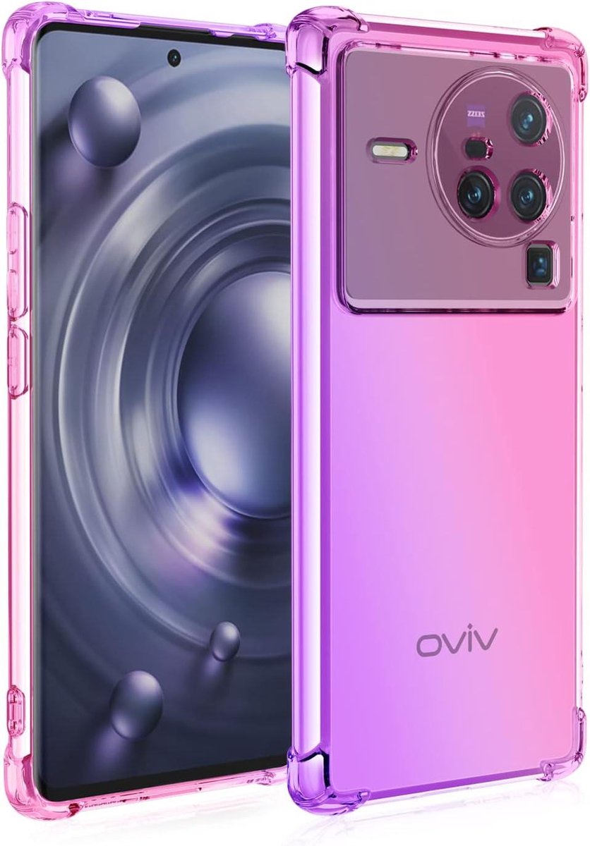 Cosensi - Ultra-Slim Crystal Clear Shockproof TPU Case voor smartphone, Roze Paars.
