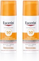 Eucerin Sun Pigment Control Medium Tinted Zonnebrand Gezicht - SPF 50+ - Zonbescherming - 50 ml - Voordeelverpakking - Bundel van 2