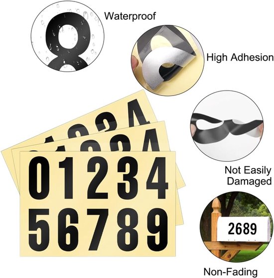 Gro Pro Number Sticker Self Adhesive Numbers Weatherproof - 10cm Number Stickers Large - 0-9 ...