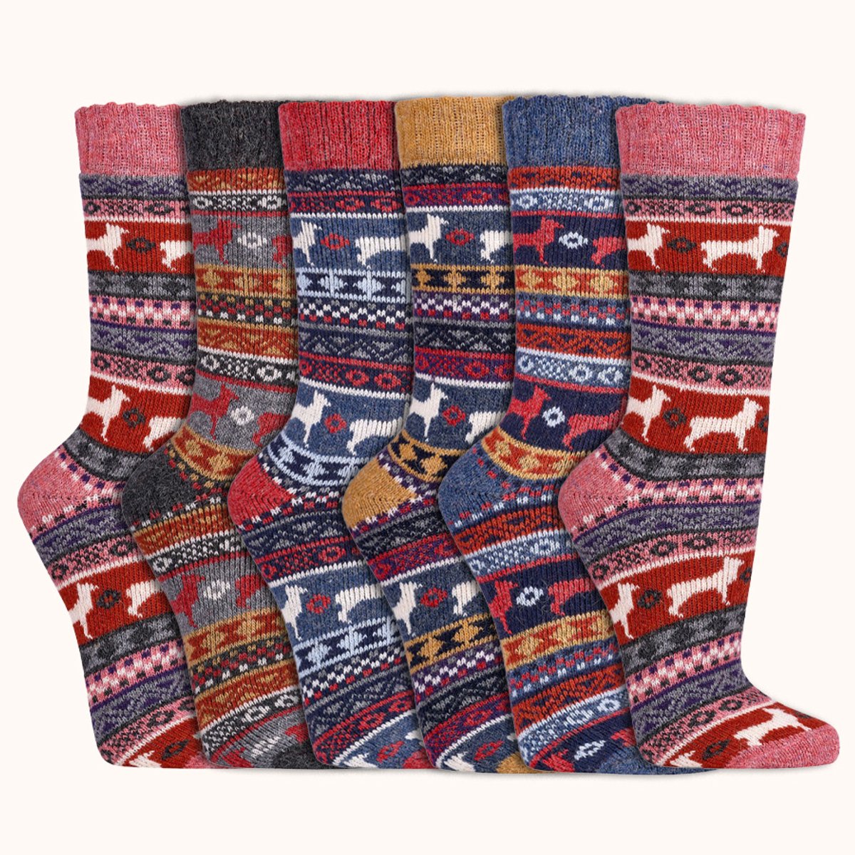 Wollen sokken | Merinowol | Peru stijl | Diverse kleuren en maten | 6 paar