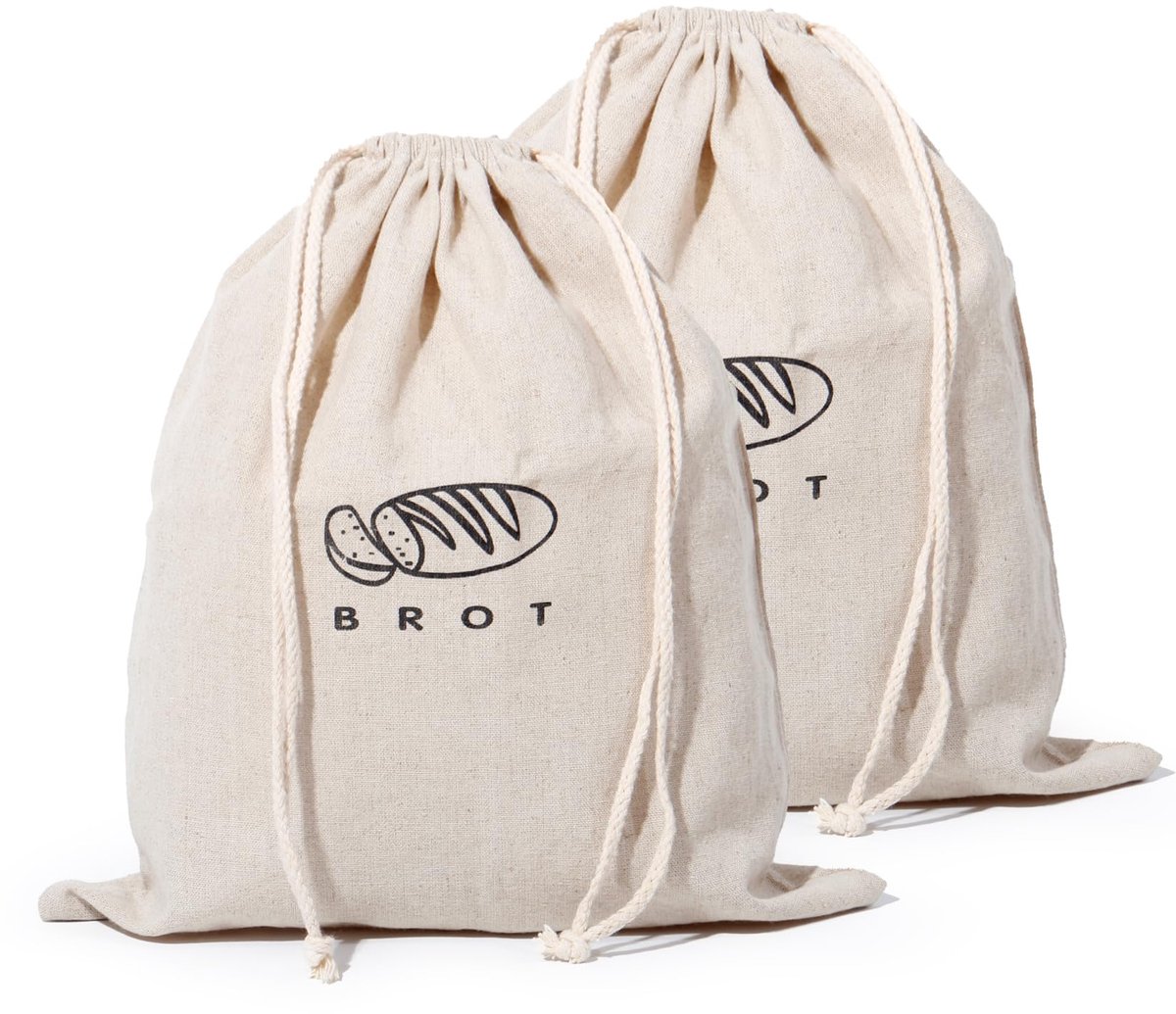 Unyqoos® Set van 2 herbruikbare linnen broodzakken voor vers en broodbeheer